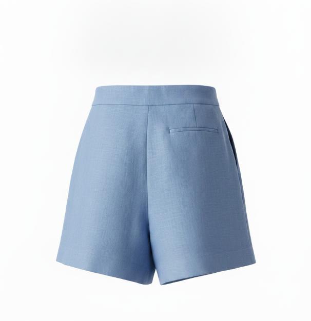 Blue Box Pleat Linen Short