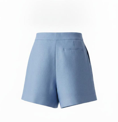 Blue Box Pleat Linen Short